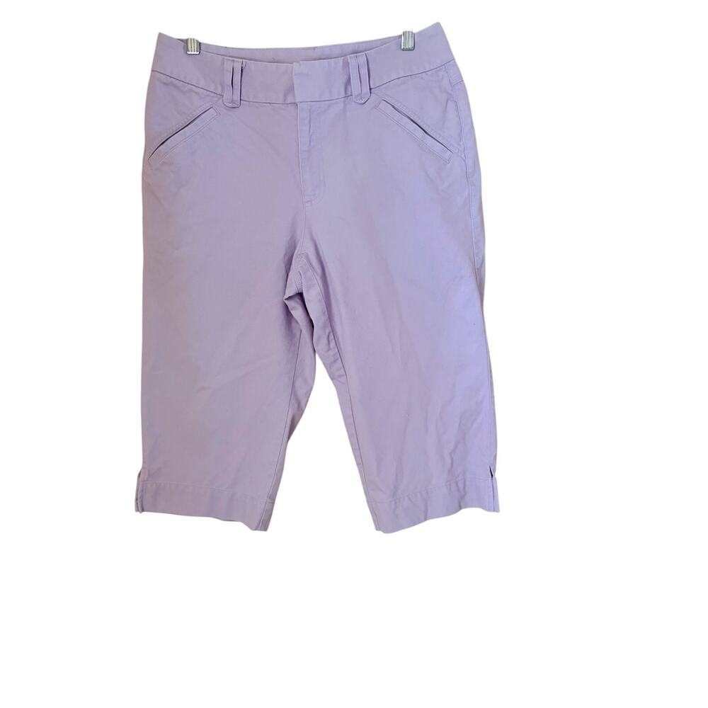 Liz Claiborne Audra Lavender Women's  Capri Pants Size 10 Cotton Casual Cropped